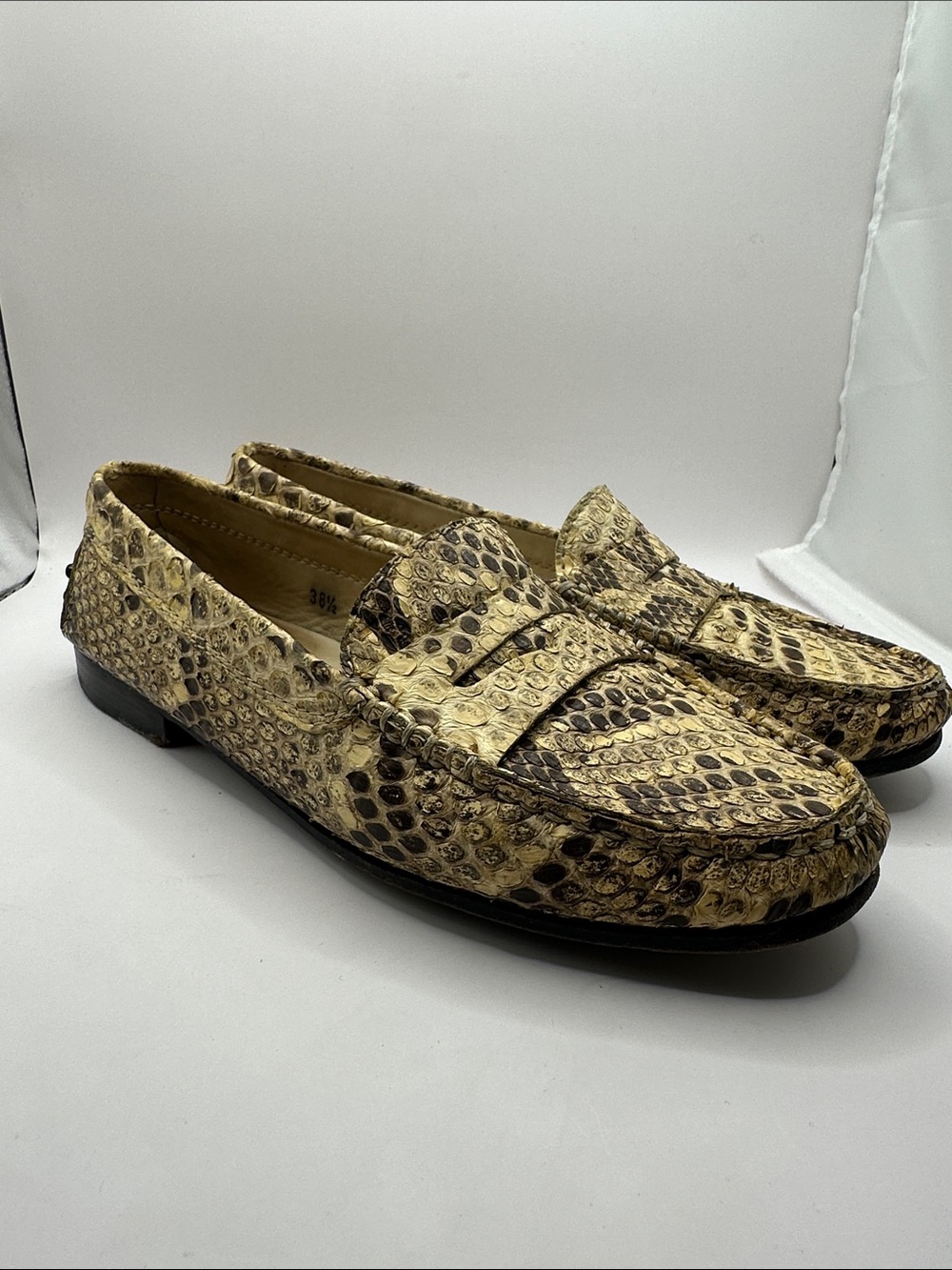 Tod's Beige and Brown Snakeskin Python Driving Loafers